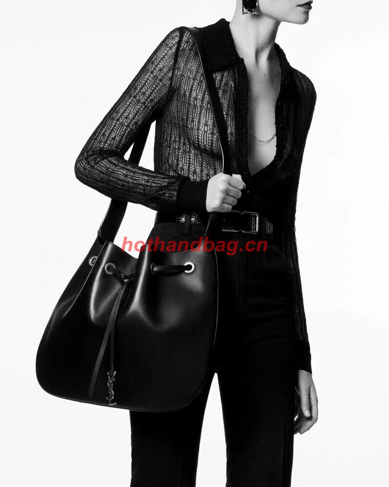 SAINT LAUREN PARIS VII LARGE FLAT HOBO BAG IN SMOOTH LEATHER 697941 black SAINT LAUREN PARIS VII LARGE FLAT HOBO BAG IN SMOOTH LEATHER 697941 black