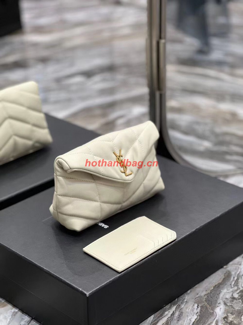 SAINT LAUREN PUFFER SMALL POUCH IN QUILTED LAMBSKIN 6508801 ANTIQUE VINTAGE&GOLD SAINT LAUREN PUFFER SMALL POUCH IN QUILTED LAMBSKIN 6508801 ANTIQUE VINTAGE&GOLD