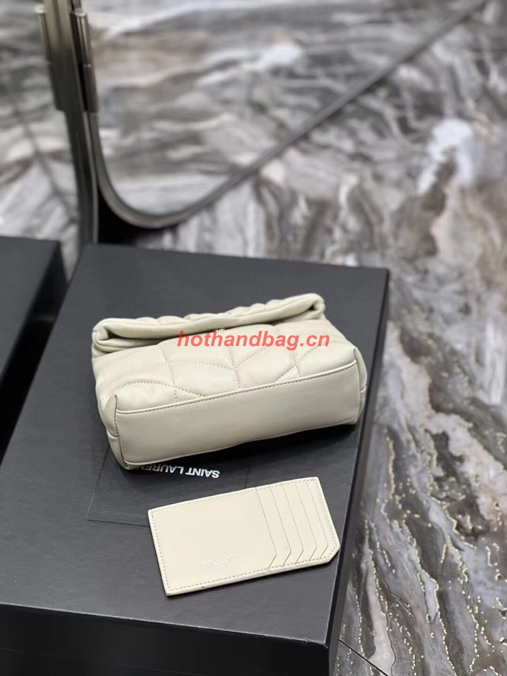 SAINT LAUREN PUFFER SMALL POUCH IN QUILTED LAMBSKIN 6508801 ANTIQUE VINTAGE&silver SAINT LAUREN PUFFER SMALL POUCH IN QUILTED LAMBSKIN 6508801 ANTIQUE VINTAGE&silver