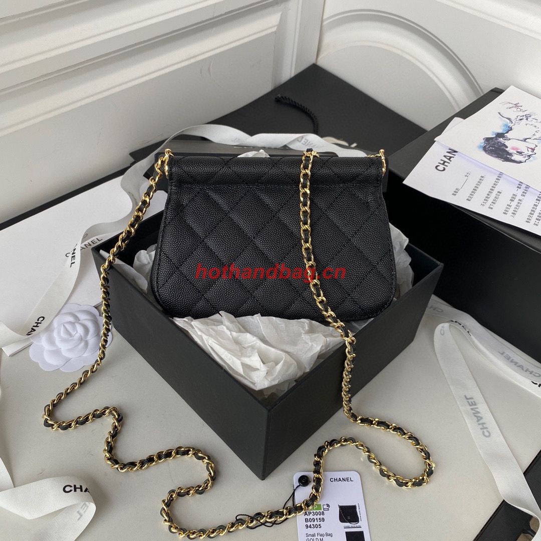 Chanel Original Caviar Leather Mini Clutch with Chain Bag AP3008 Black Chanel Original Caviar Leather Mini Clutch with Chain Bag AP3008 Black