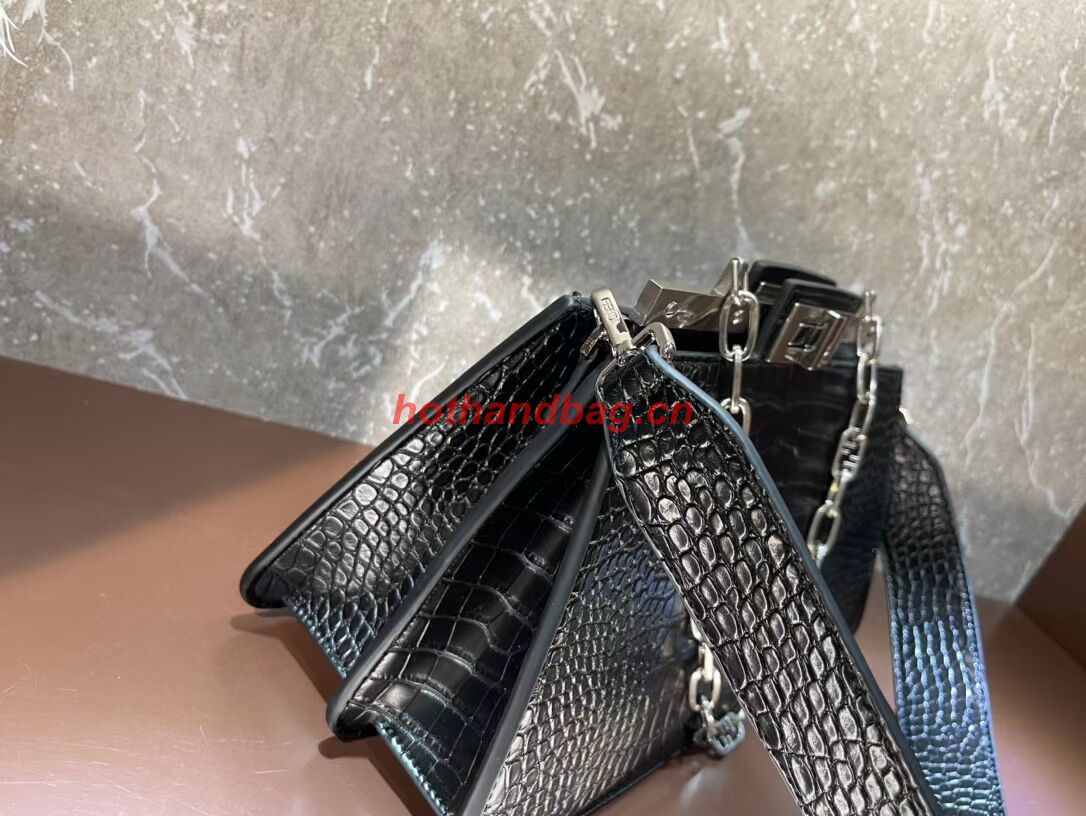 Fendi Peekaboo Cut Medium Alligator pattern bag 8BN340 BLACK Fendi Peekaboo Cut Medium Alligator pattern bag 8BN340 BLACK