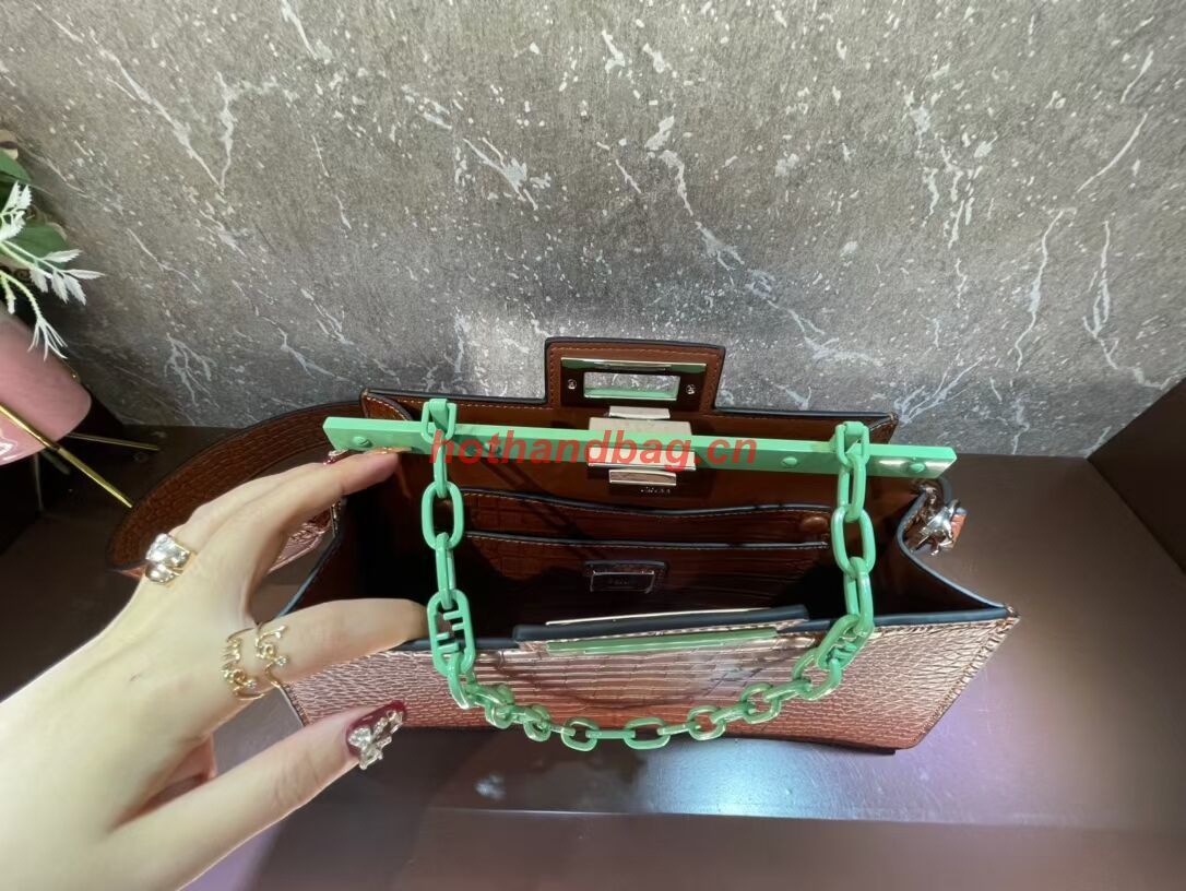 Fendi Peekaboo Cut Medium Alligator pattern bag 8BN340 BROWN Fendi Peekaboo Cut Medium Alligator pattern bag 8BN340 BROWN