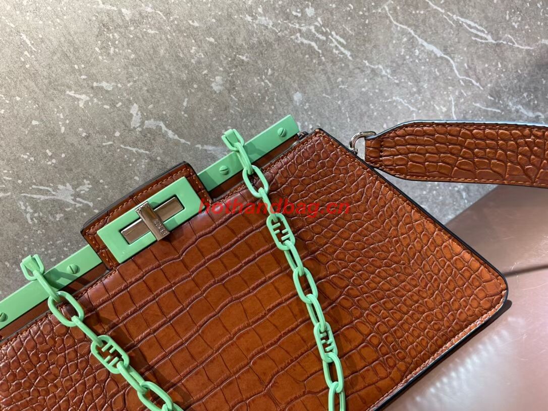 Fendi Peekaboo Cut Medium Alligator pattern bag 8BN340 BROWN Fendi Peekaboo Cut Medium Alligator pattern bag 8BN340 BROWN