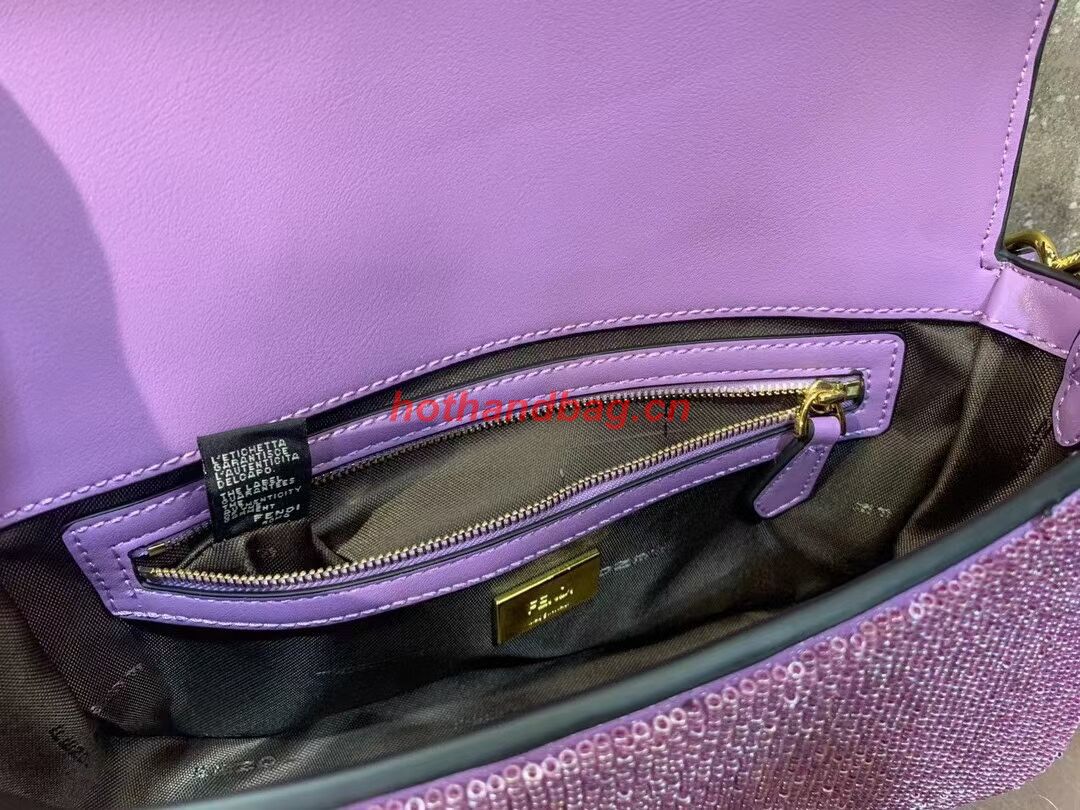 Fendi Baguette crystals and leather bag F0961 purple Fendi Baguette crystals and leather bag F0961 purple