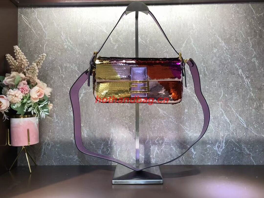 Fendi Baguette sequin and leather bag 8BR600 brown Fendi Baguette sequin and leather bag 8BR600 brown