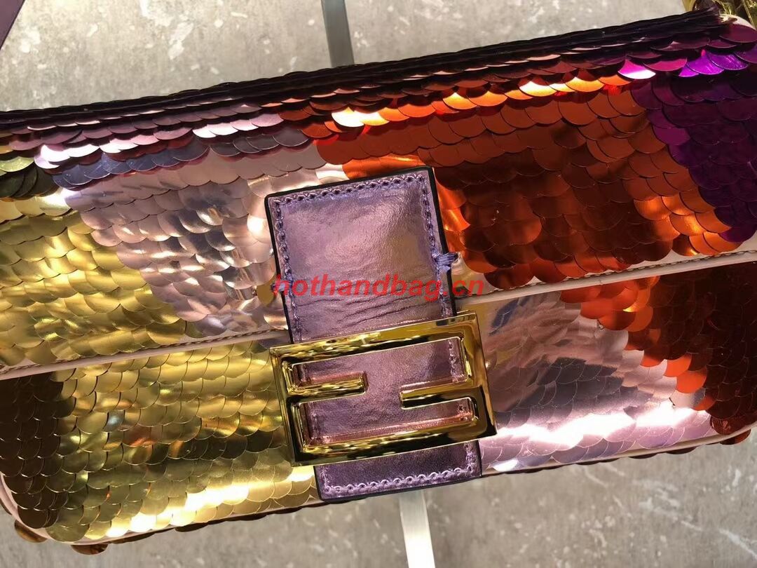Fendi Baguette sequin and leather bag 8BR600 brown Fendi Baguette sequin and leather bag 8BR600 brown