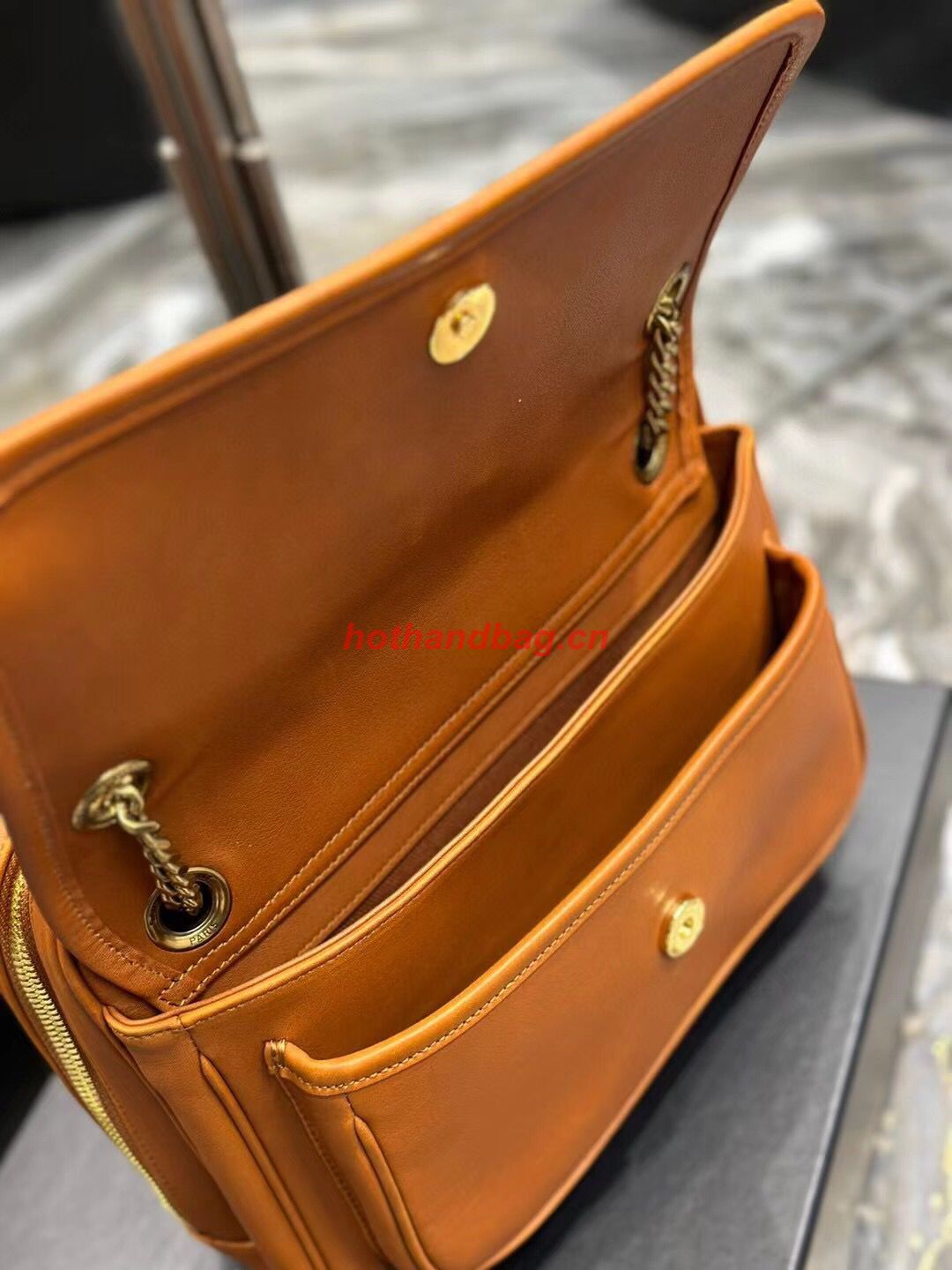 SAINT LAUREN NIKI BABY CHAIN BAG IN SMOOTH LEATHER Y871250 Brown SAINT LAUREN NIKI BABY CHAIN BAG IN SMOOTH LEATHER Y871250 Brown