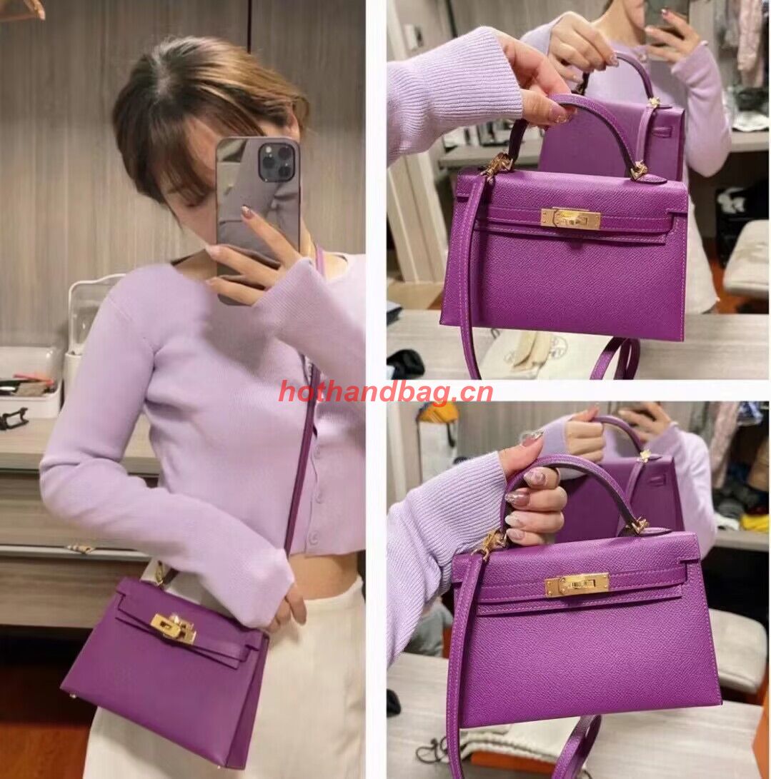 Hermes Original Epsom Leather KEL2278 Purple&gold-Tone Hermes Original Epsom Leather KEL2278 Purple&gold-Tone