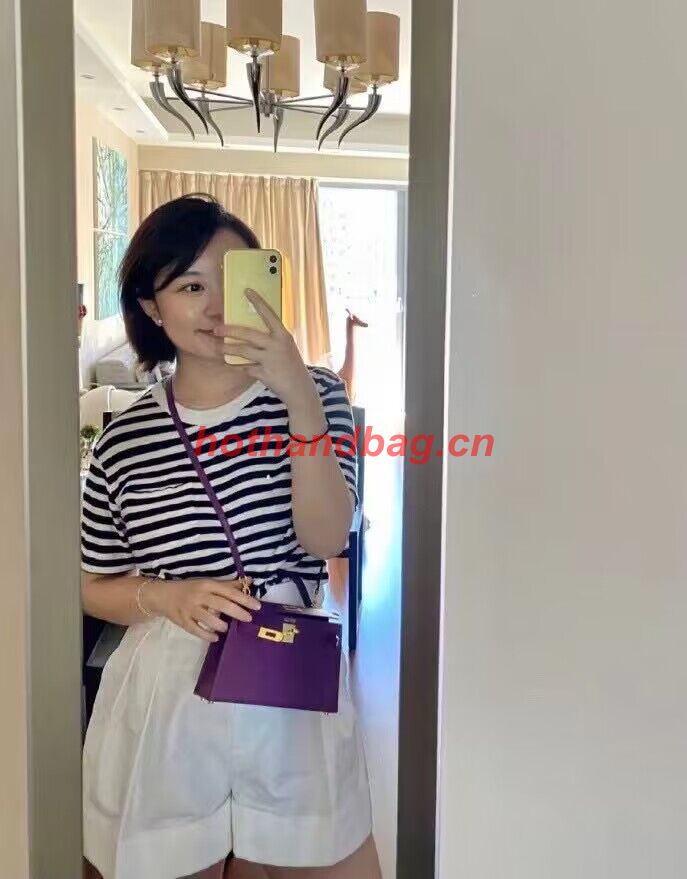 Hermes Original Epsom Leather KEL2278 Purple&gold-Tone Hermes Original Epsom Leather KEL2278 Purple&gold-Tone