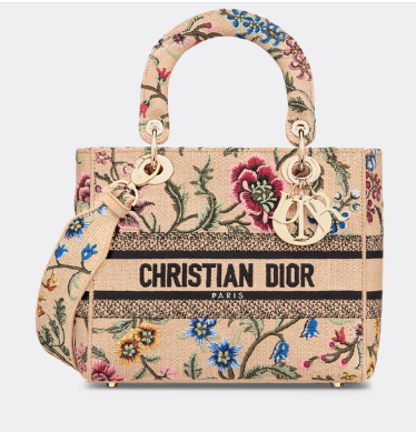 MEDIUM LADY D-LITE BAG Natural Multicolor Raffia Embroidered with Dior Petites Fleurs M0565OE MEDIUM LADY D-LITE BAG Natural Multicolor Raffia Embroidered with Dior Petites Fleurs M0565OE