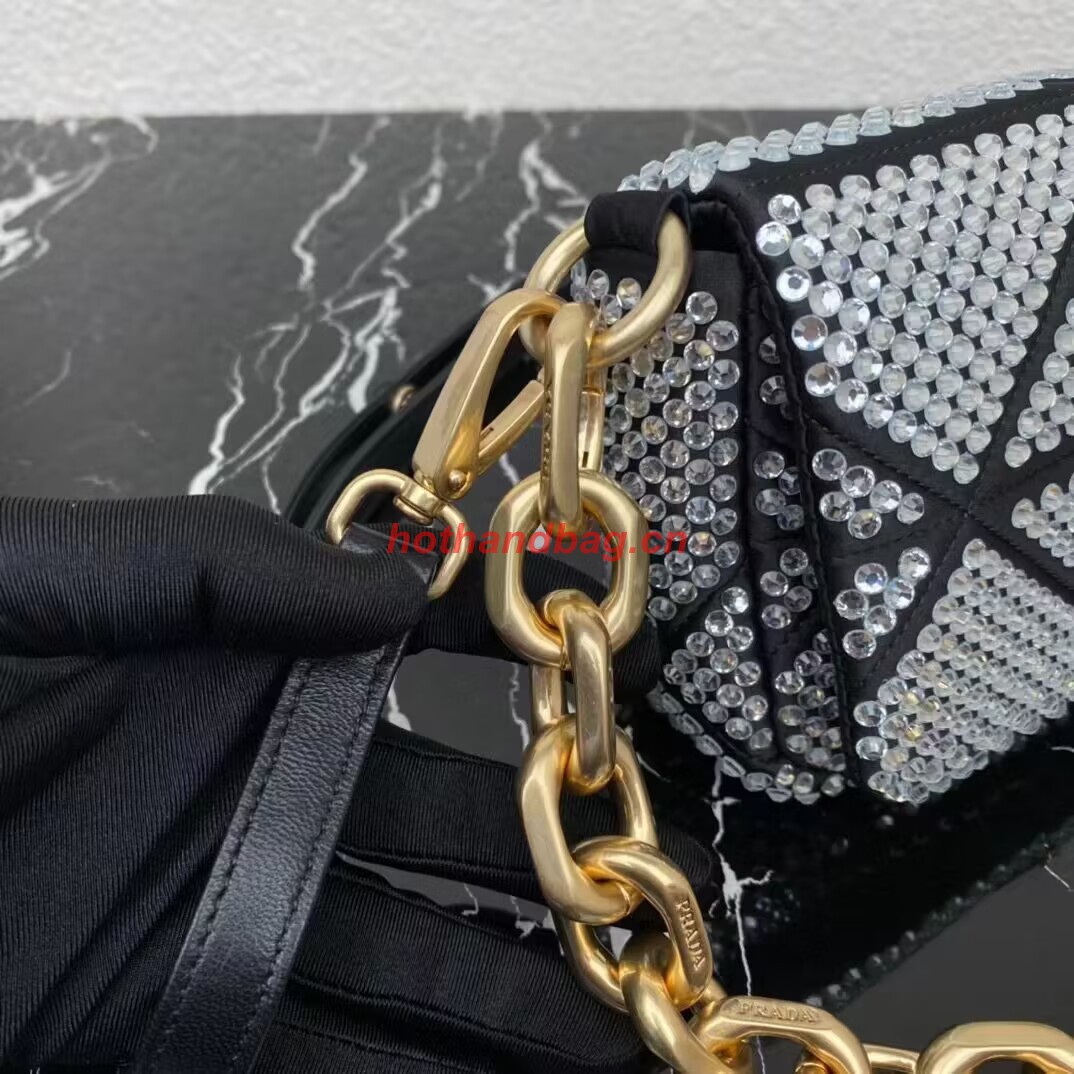 Prada Crystal-studded satin pouch 1HD339 black Prada Crystal-studded satin pouch 1HD339 black