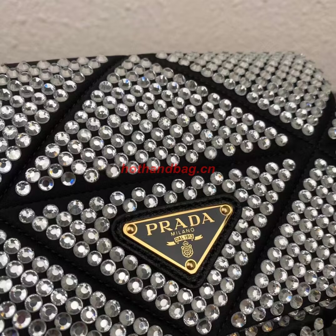 Prada Crystal-studded satin pouch 1HD339 black Prada Crystal-studded satin pouch 1HD339 black