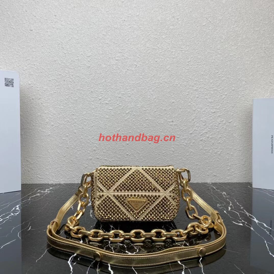Prada Crystal-studded satin pouch 1HD339 gold Prada Crystal-studded satin pouch 1HD339 gold