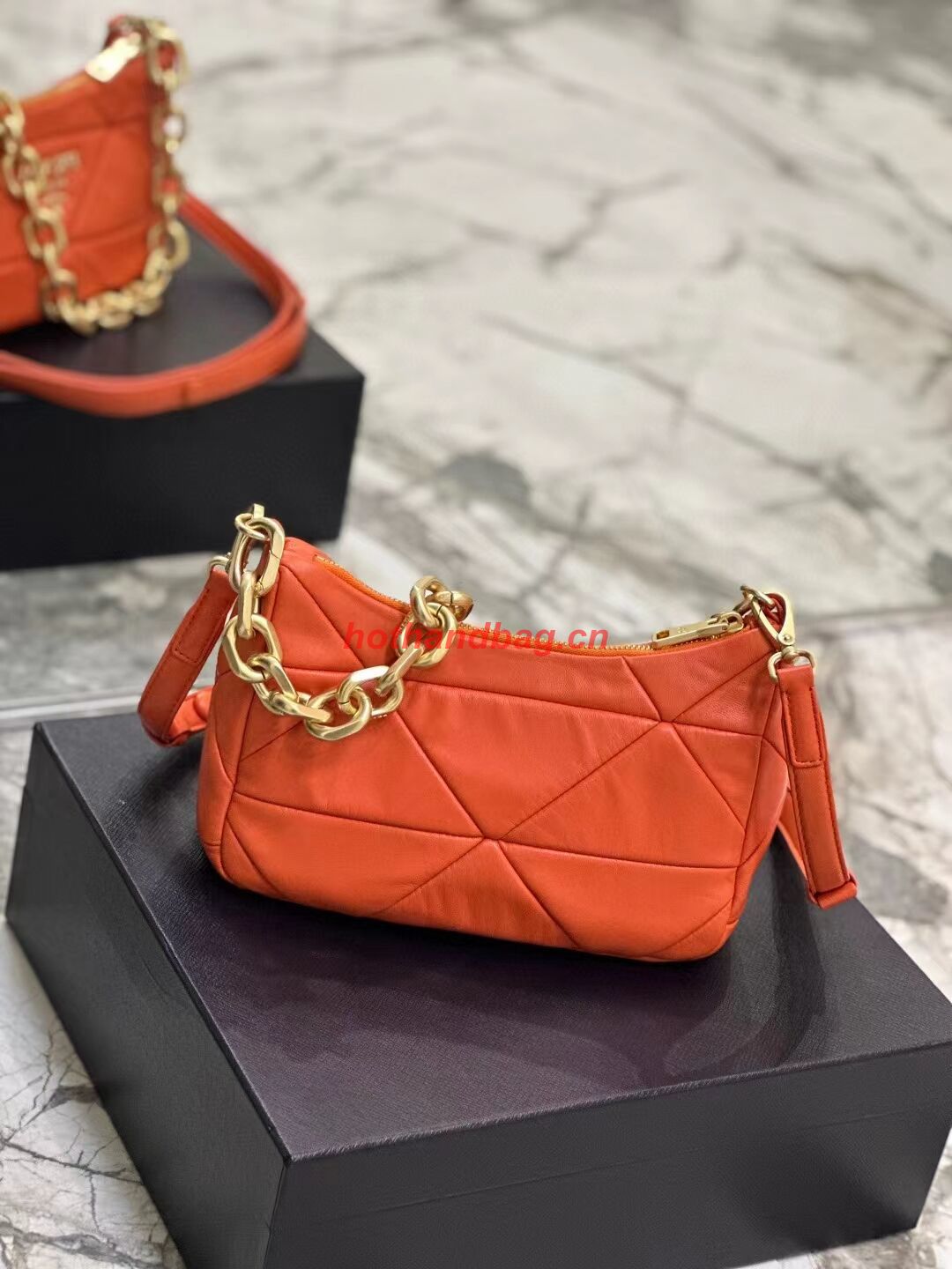 Prada leather shoulder bag 1BH117 orange Prada leather shoulder bag 1BH117 orange