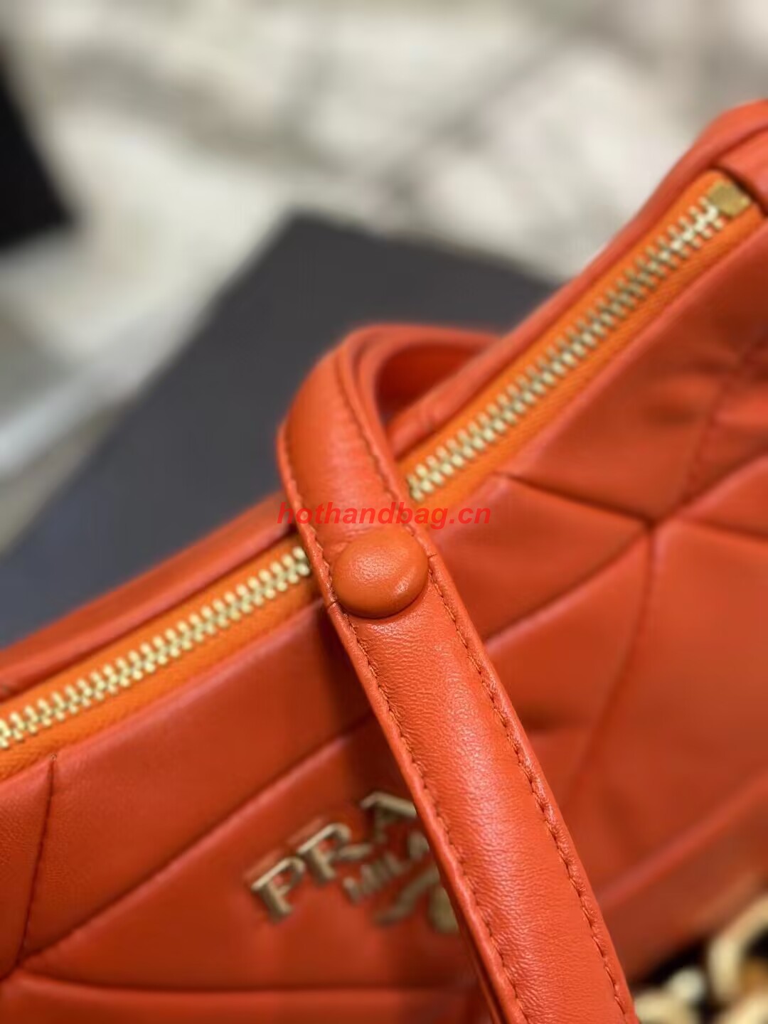 Prada leather shoulder bag 1BH117 orange Prada leather shoulder bag 1BH117 orange