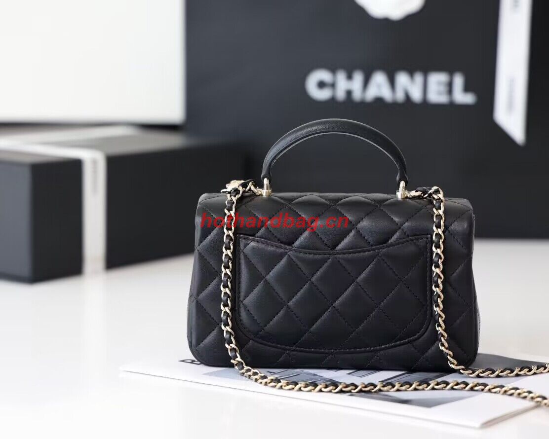 CHANEL mini flap bag with top handle AS2431 Black&Silver-Tone CHANEL mini flap bag with top handle AS2431 Black&Silver-Tone