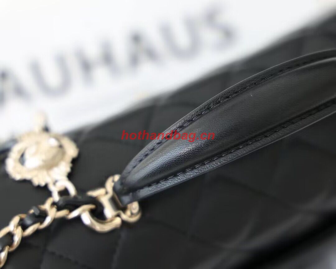 CHANEL mini flap bag with top handle AS2431 Black&Silver-Tone CHANEL mini flap bag with top handle AS2431 Black&Silver-Tone