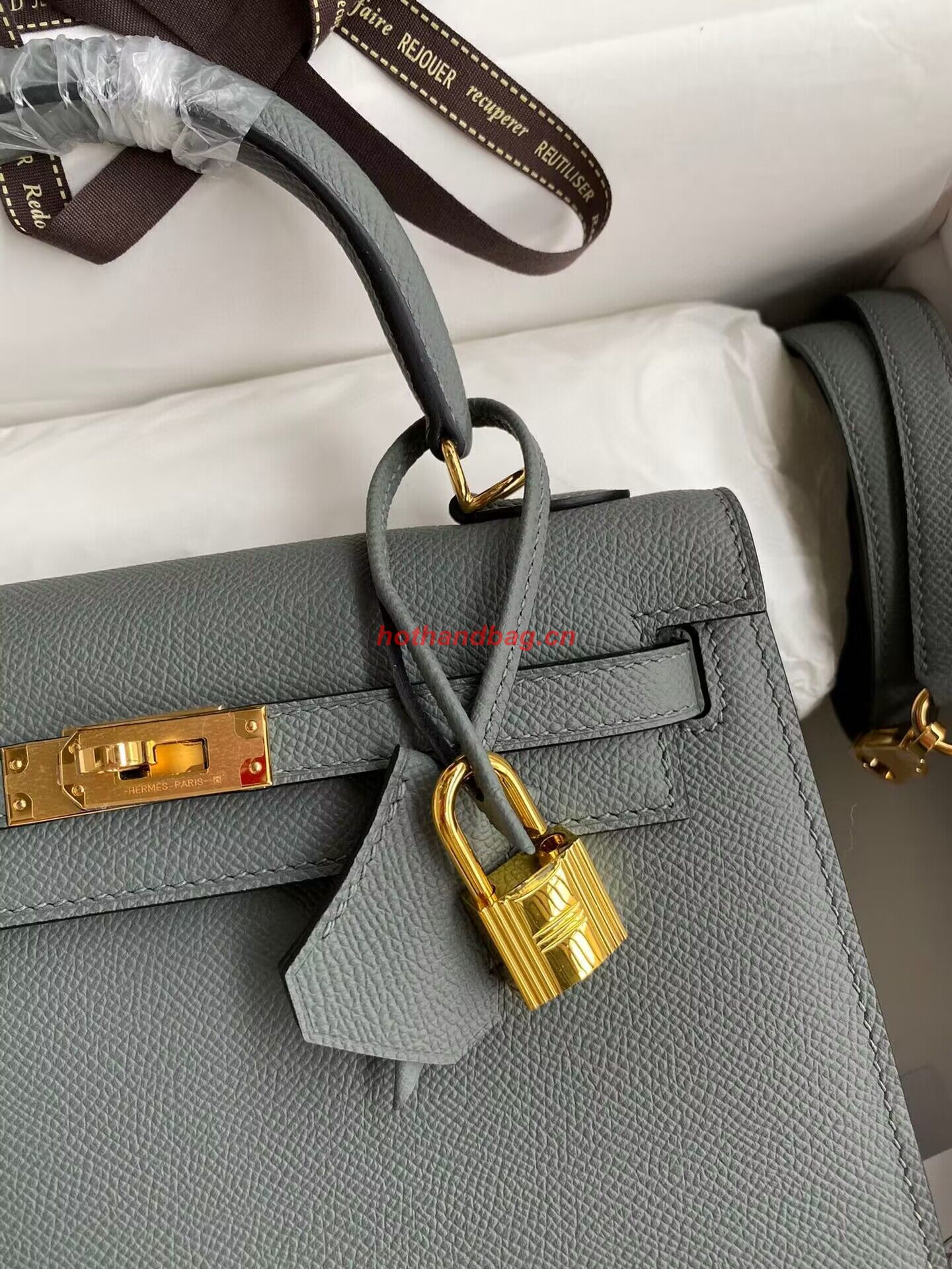 Hermes Kelly 25cm Shoulder Bags Original Epsom Leather KL2755 Vert amande Green&gold Hermes Kelly 25cm Shoulder Bags Original Epsom Leather KL2755 Vert amande Green&gold