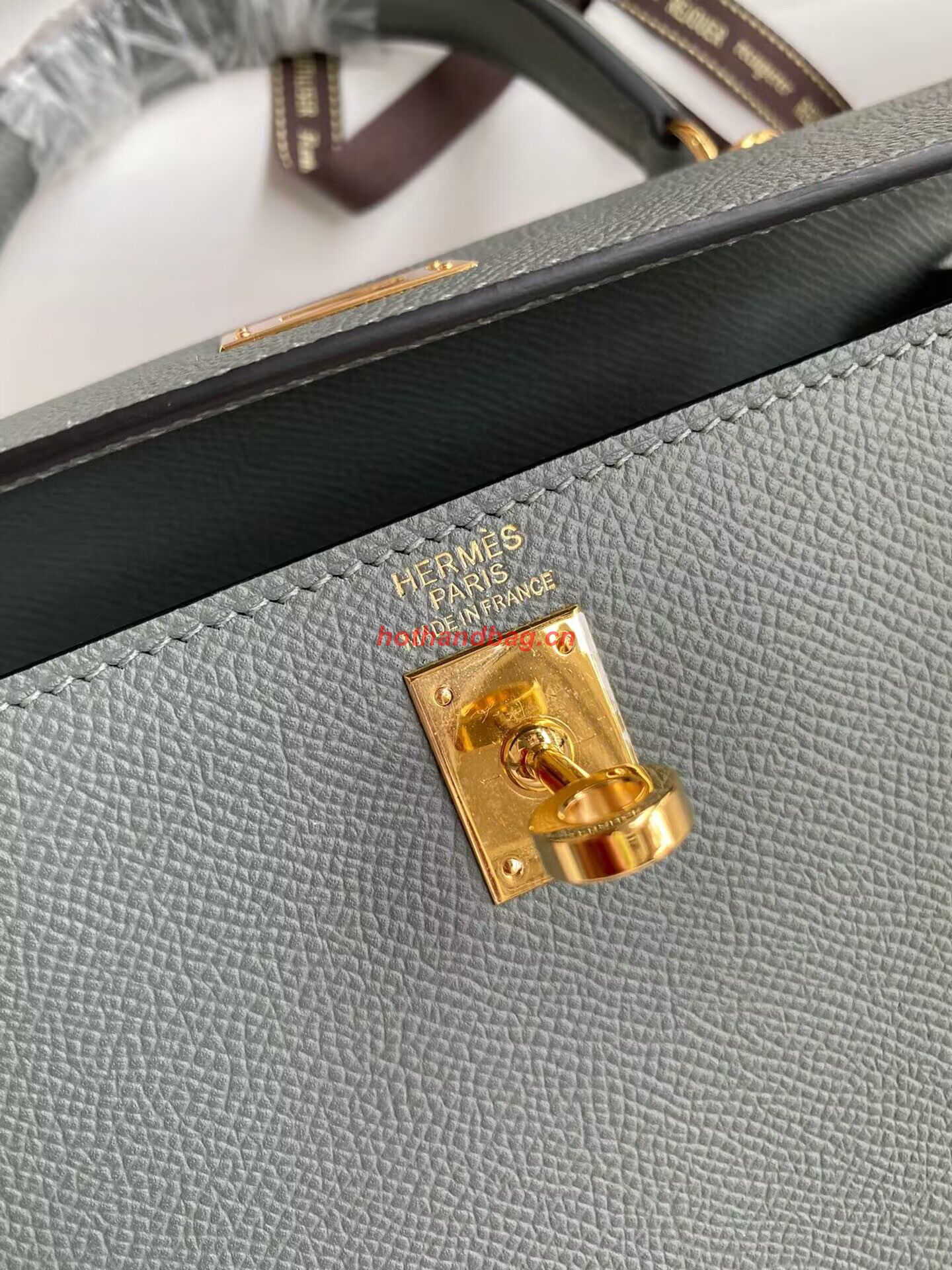 Hermes Kelly 25cm Shoulder Bags Original Epsom Leather KL2755 Vert amande Green&gold Hermes Kelly 25cm Shoulder Bags Original Epsom Leather KL2755 Vert amande Green&gold