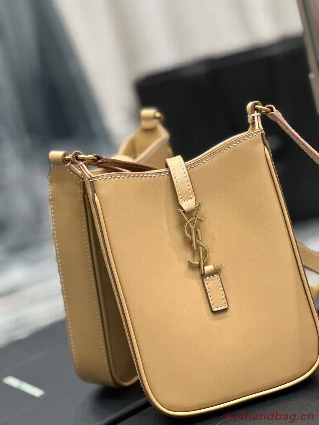 SAINT LAURENT LE 5 A 7 MINI VERTICAL IN SHINY LEATHER 7352142 BROWN GOLD SAINT LAURENT LE 5 A 7 MINI VERTICAL IN SHINY LEATHER 7352142 BROWN GOLD