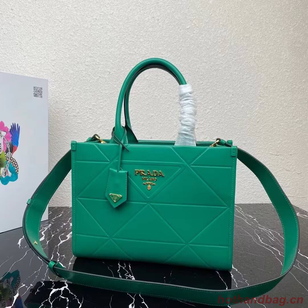 Small leather Prada Symbole bag with topstitching 1HH039 green Small leather Prada Symbole bag with topstitching 1HH039 green