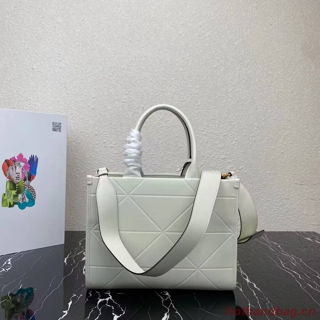 Small leather Prada Symbole bag with topstitching 1HH039 white Small leather Prada Symbole bag with topstitching 1HH039 white