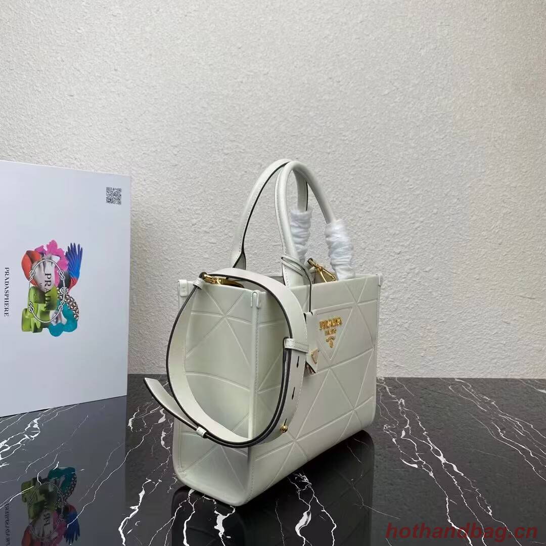 Small leather Prada Symbole bag with topstitching 1HH039 white Small leather Prada Symbole bag with topstitching 1HH039 white