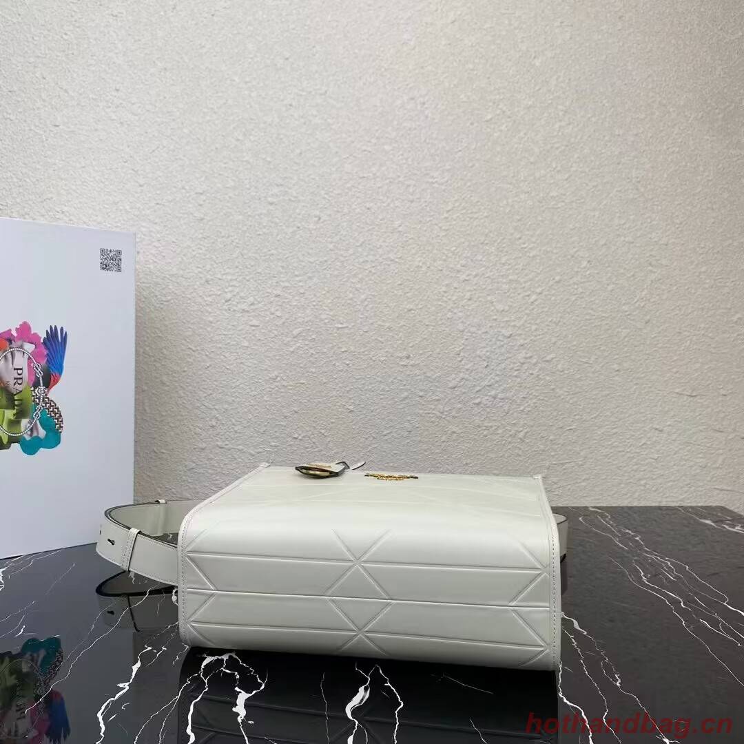 Small leather Prada Symbole bag with topstitching 1HH039 white Small leather Prada Symbole bag with topstitching 1HH039 white