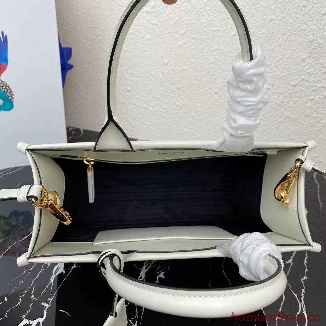 Small leather Prada Symbole bag with topstitching 1HH039 white Small leather Prada Symbole bag with topstitching 1HH039 white