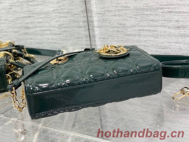 Dior SMALL LADY D-JOY BAG Patent Cannage Calfskin M0613OW blackish green