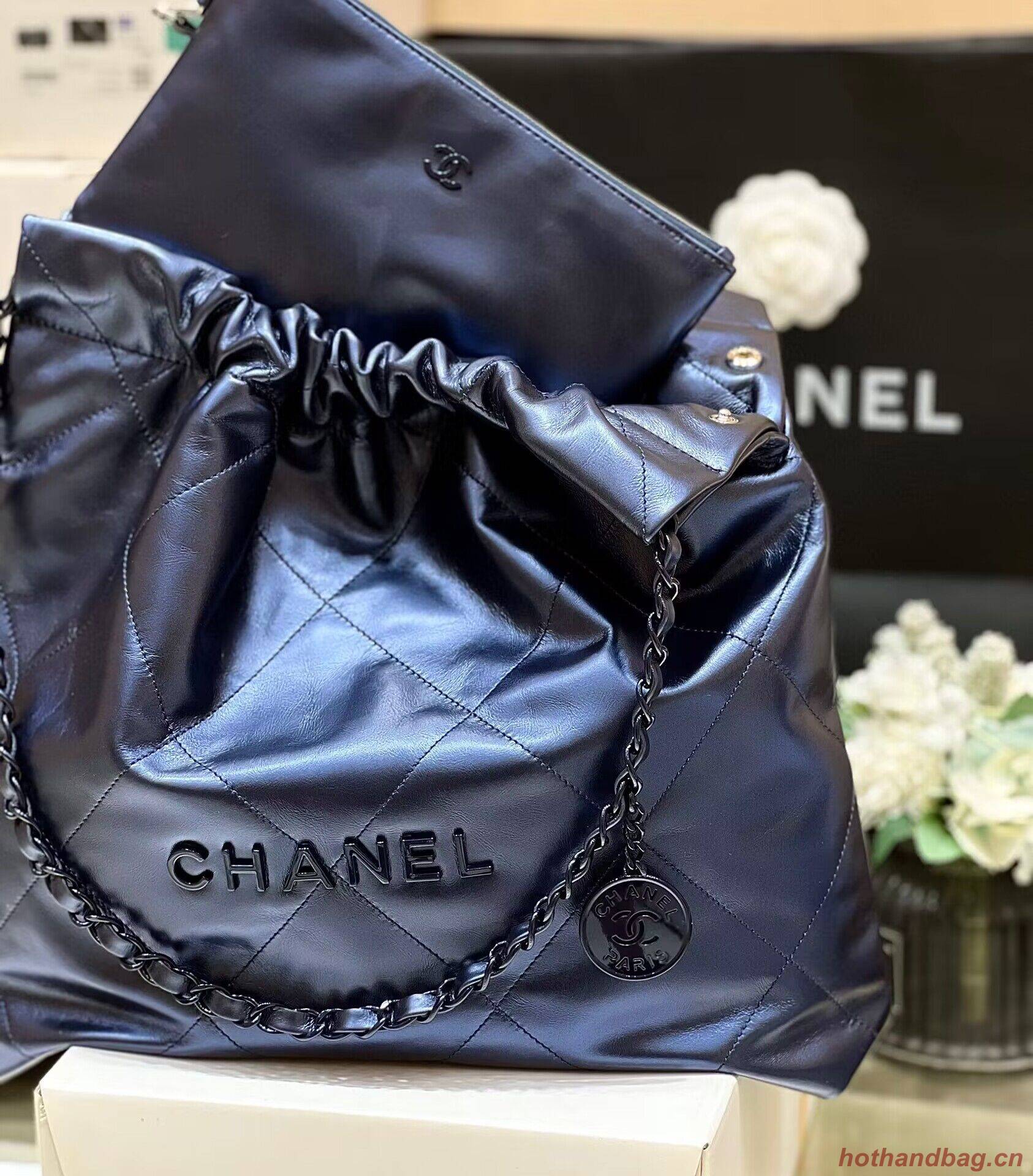 Chanel Calf leather shopping bag AS3261 Navy Blue Chanel Calf leather shopping bag AS3261 Navy Blue