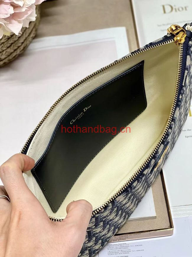 LARGE DIOR CARO DAILY POUCH Blue Dior Oblique Jacquard S5086UWHC LARGE DIOR CARO DAILY POUCH Blue Dior Oblique Jacquard S5086UWHC