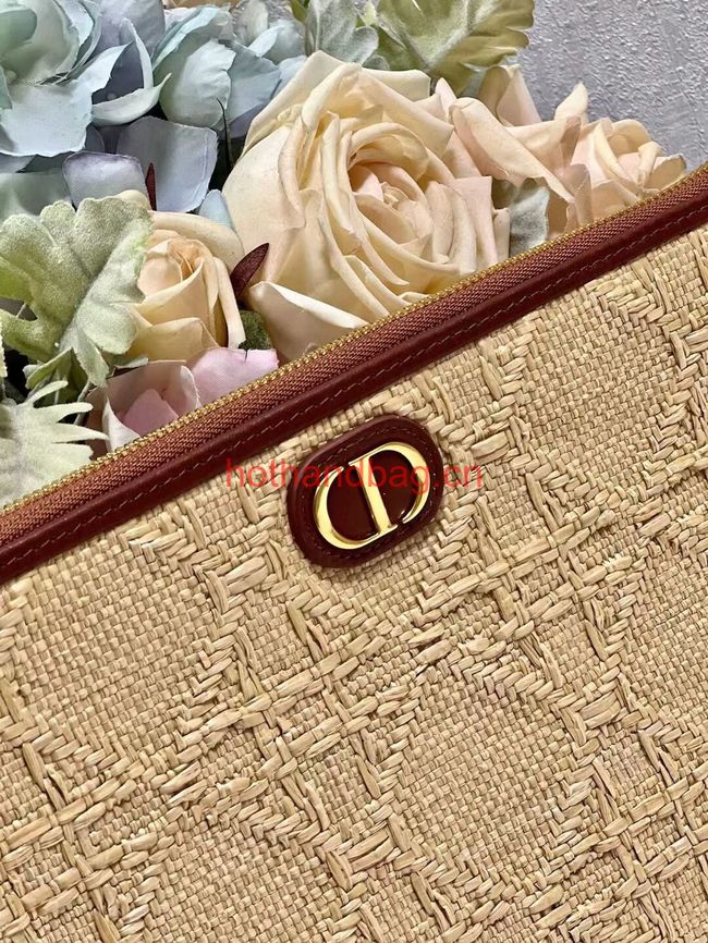 LARGE DIOR CARO DAILY POUCH Natural Cannage Raffia S5086UWHC LARGE DIOR CARO DAILY POUCH Natural Cannage Raffia S5086UWHC