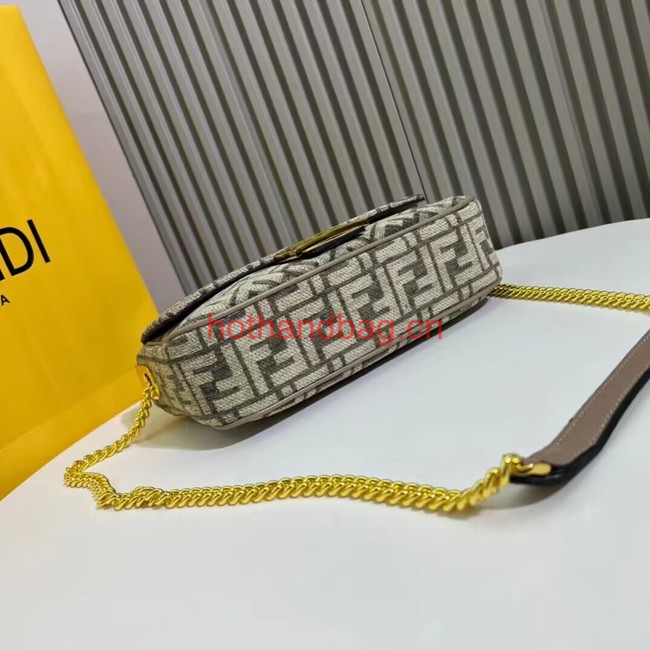 Fendi Baguette canvas bag with FF embroidery F1531 gray Fendi Baguette canvas bag with FF embroidery F1531 gray
