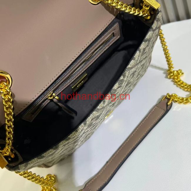 Fendi Baguette canvas bag with FF embroidery F1531 gray Fendi Baguette canvas bag with FF embroidery F1531 gray