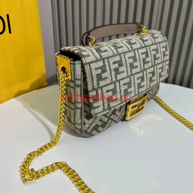 Fendi Baguette canvas bag with FF embroidery F1531 gray Fendi Baguette canvas bag with FF embroidery F1531 gray