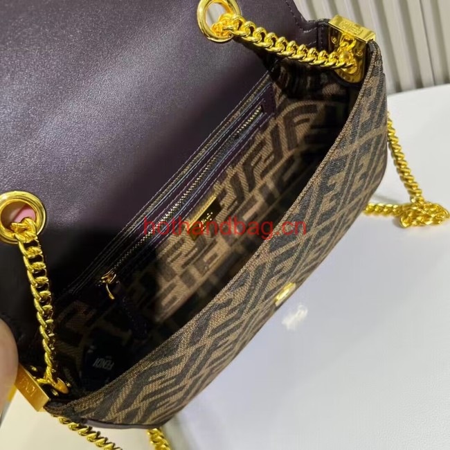 Fendi Brown FF jacquard fabric and leather bag F1531 Fendi Brown FF jacquard fabric and leather bag F1531