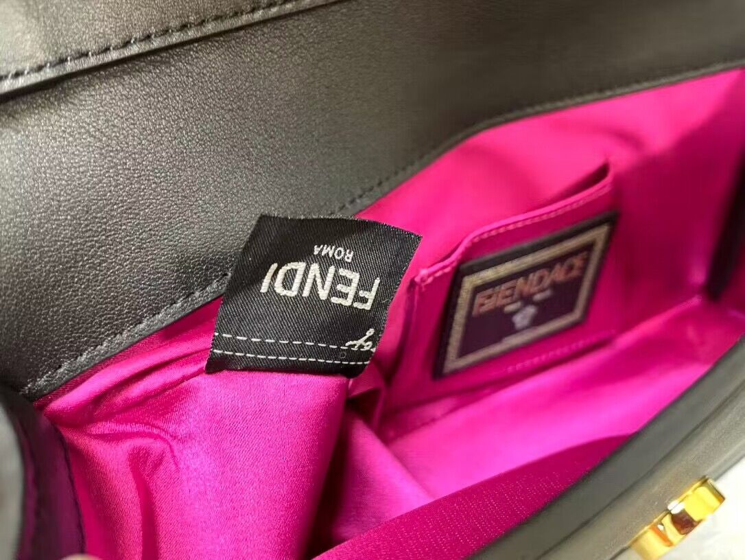 Fendi and Versace Original Leather Baguette Bag 56871 Black Fendi and Versace Original Leather Baguette Bag 56871 Black