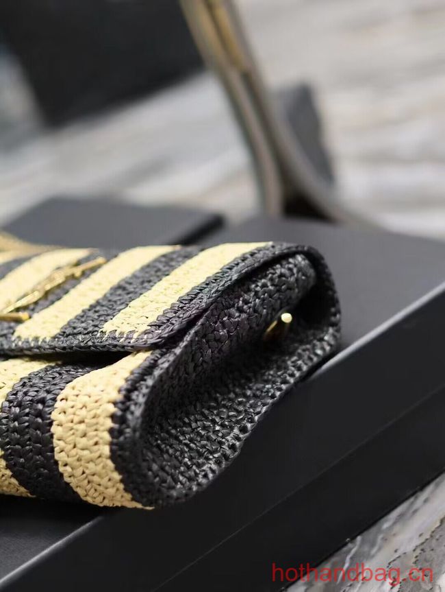 SAINT LAUREN MEDIUM JAMIE IN RAFFIA Y873804 apricot&black SAINT LAUREN MEDIUM JAMIE IN RAFFIA Y873804 apricot&black