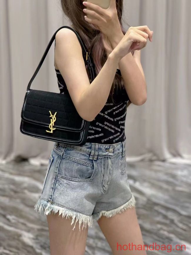 SAINT LAUREN SOLFERINO MEDIUM SATCHEL IN QUILTED NUBUCK SUEDE Y886305 BLACK SAINT LAUREN SOLFERINO MEDIUM SATCHEL IN QUILTED NUBUCK SUEDE Y886305 BLACK