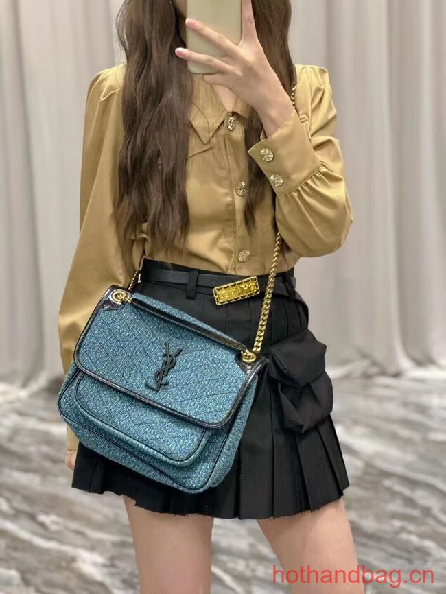 SAINT LAUREN NIKI MEDIUM CHAIN BAG IN Tweed LEATHER Y933158 blue SAINT LAUREN NIKI MEDIUM CHAIN BAG IN Tweed LEATHER Y933158 blue