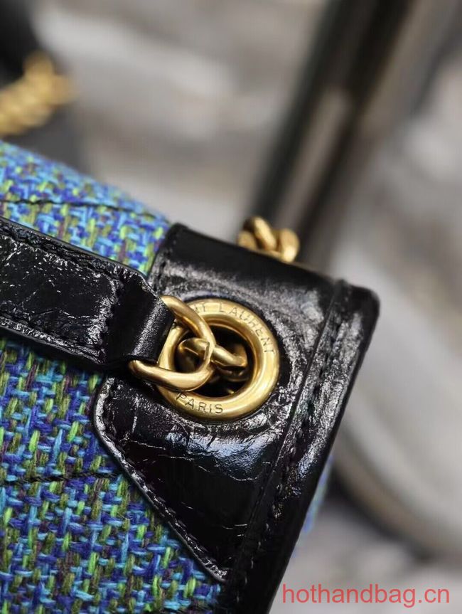 SAINT LAUREN NIKI MEDIUM CHAIN BAG IN Tweed LEATHER Y933158 blue SAINT LAUREN NIKI MEDIUM CHAIN BAG IN Tweed LEATHER Y933158 blue