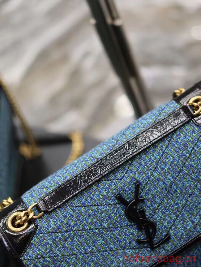 SAINT LAUREN NIKI MEDIUM CHAIN BAG IN Tweed LEATHER Y933158 blue SAINT LAUREN NIKI MEDIUM CHAIN BAG IN Tweed LEATHER Y933158 blue