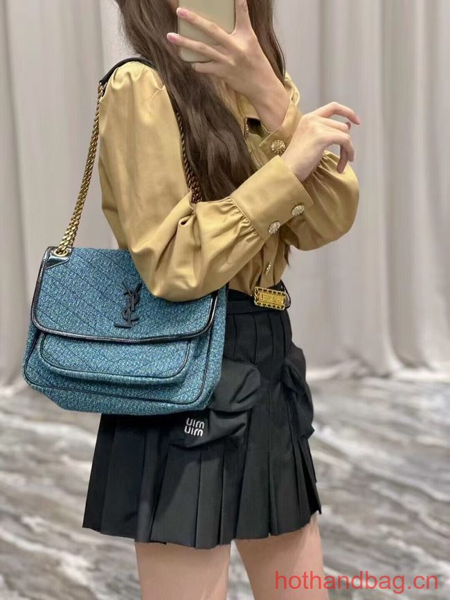 SAINT LAUREN NIKI MEDIUM CHAIN BAG IN Tweed LEATHER Y933158 blue SAINT LAUREN NIKI MEDIUM CHAIN BAG IN Tweed LEATHER Y933158 blue
