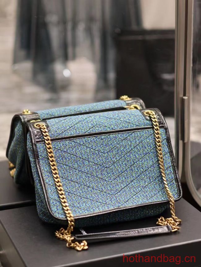SAINT LAUREN NIKI MEDIUM CHAIN BAG IN Tweed LEATHER Y933158 blue SAINT LAUREN NIKI MEDIUM CHAIN BAG IN Tweed LEATHER Y933158 blue