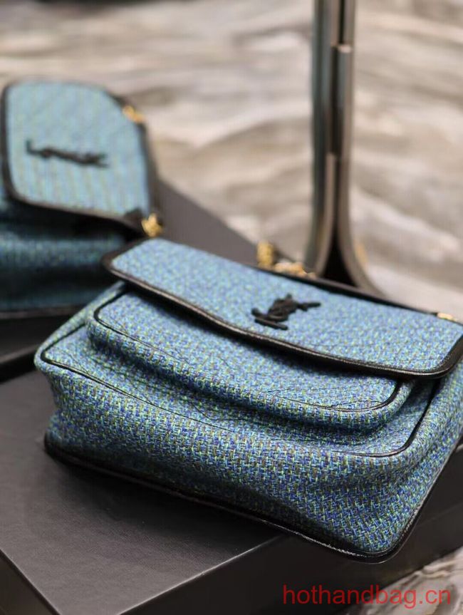 SAINT LAUREN NIKI MEDIUM CHAIN BAG IN Tweed LEATHER Y933158 blue SAINT LAUREN NIKI MEDIUM CHAIN BAG IN Tweed LEATHER Y933158 blue