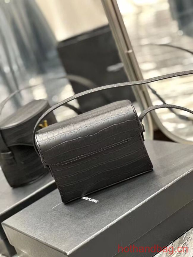 SAINT LAUREN SMALL SATCHEL IN SHINY CROCODILE-EMBOSSED LEATHER Y910080 black SAINT LAUREN SMALL SATCHEL IN SHINY CROCODILE-EMBOSSED LEATHER Y910080 black