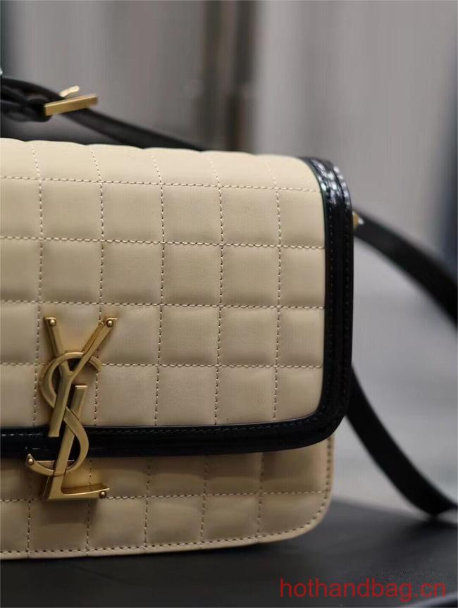 SAINT LAUREN SOLFERINO MEDIUM SATCHEL IN QUILTED NUBUCK SUEDE Y886305 OFF WHITE AND BLACK SAINT LAUREN SOLFERINO MEDIUM SATCHEL IN QUILTED NUBUCK SUEDE Y886305 OFF WHITE AND BLACK