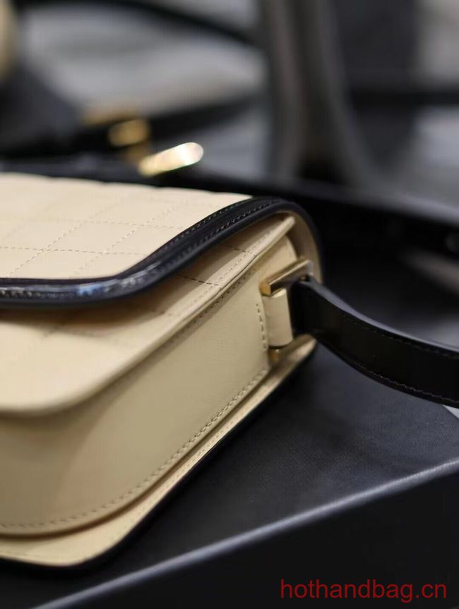 SAINT LAUREN SOLFERINO MEDIUM SATCHEL IN QUILTED NUBUCK SUEDE Y886305 OFF WHITE AND BLACK SAINT LAUREN SOLFERINO MEDIUM SATCHEL IN QUILTED NUBUCK SUEDE Y886305 OFF WHITE AND BLACK