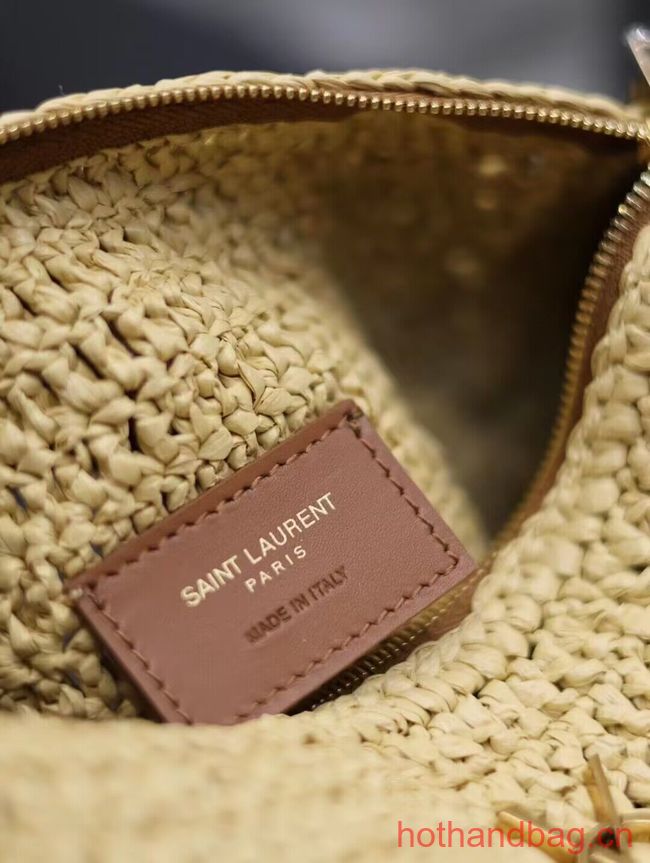 SAINT LAURENT SADE SMALL TUBE BAG IN RAFFIA AND LEATHER Y996704 apricot SAINT LAURENT SADE SMALL TUBE BAG IN RAFFIA AND LEATHER Y996704 apricot